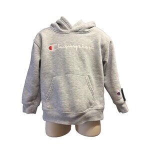Champion Toddler Hoodie Gray Black Logo Pullover Sweatshirt 4T